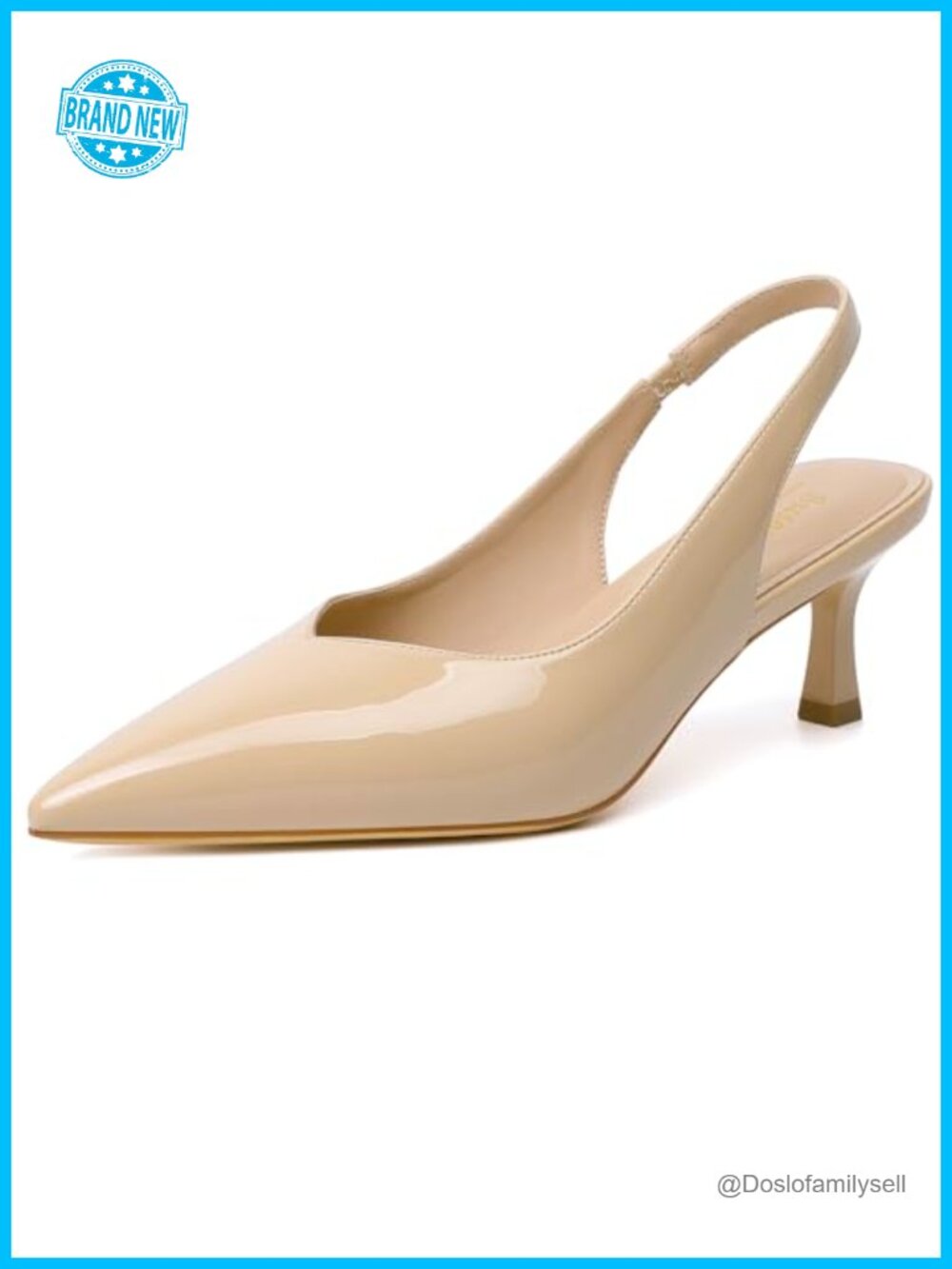 Kitten Heels Closed Pointed Toe Slingback Faux Leather Pumps